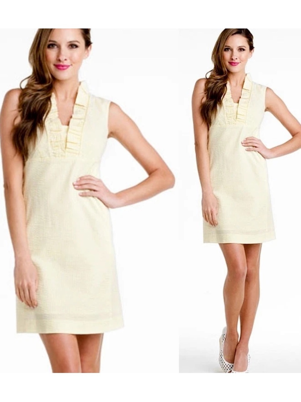 Lilly Pulitzer Adeline Starfruit Yellow Lucky Seersucker Shift Dress 0